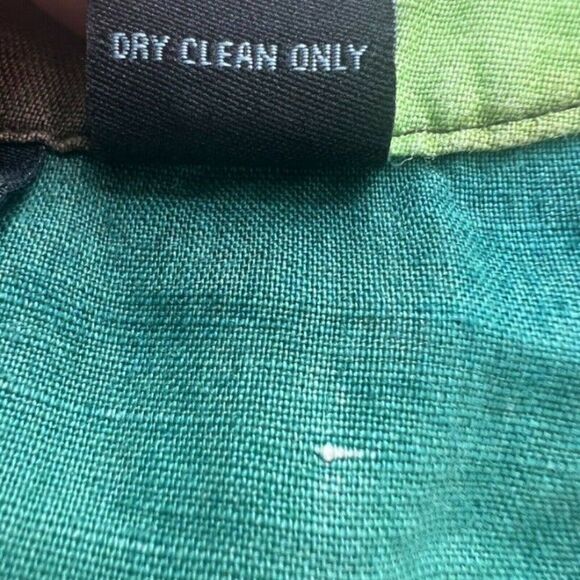 Saint Tropez West Womens Linen Sleeveless Green & Blue Tie Dye Summer Blouse SM - Picture 11 of 11